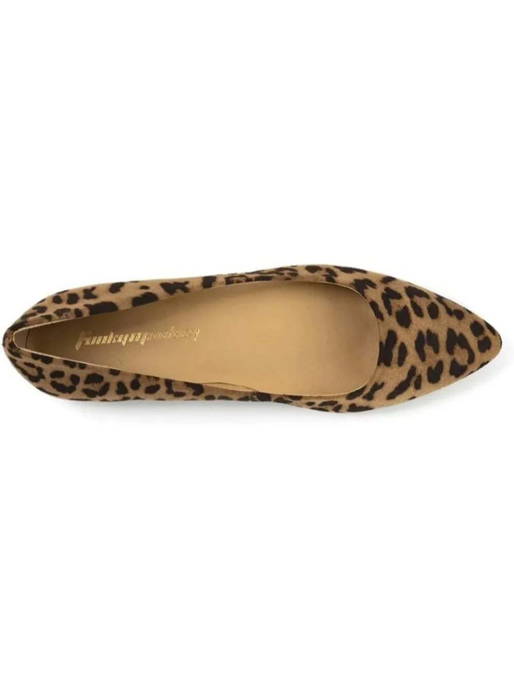 FUNKYMONKEY Women Leopard Faux Leather Pointed Toe Slip On Ballet Low Heel Flats